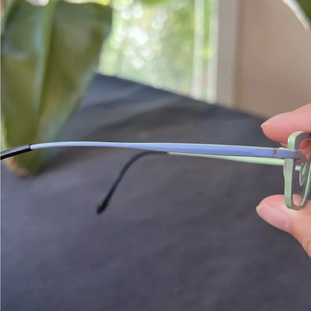 Bevel Eyeglasses Debbie sky Blue light green Frame Case Japan 46-17 Titanium GUC